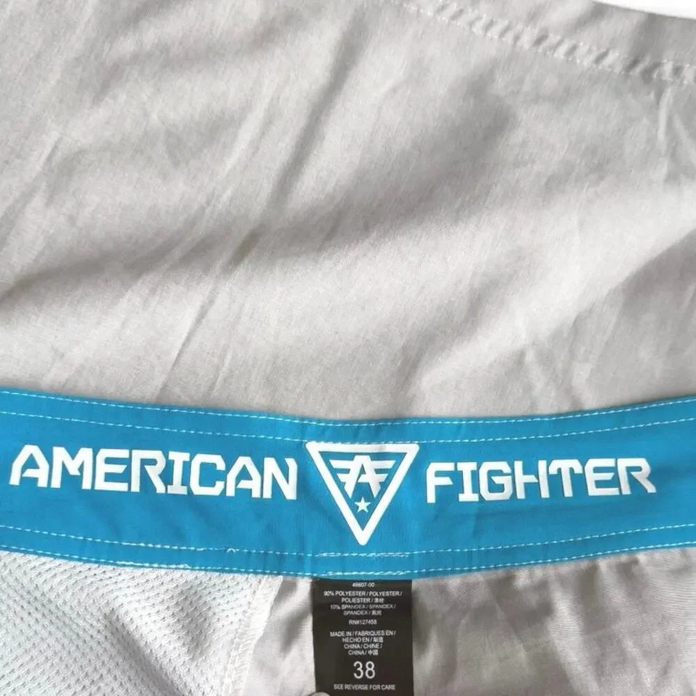 American Fighter Mens 38 Grey/Blue Swim Trunks Lining